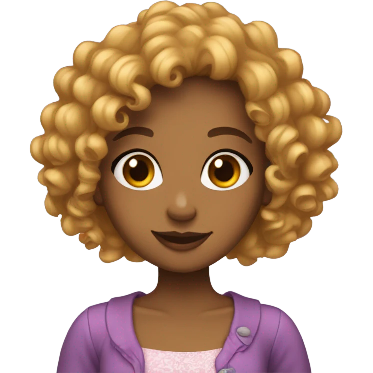 A girl with curly hair weating a coquette outfit emoji