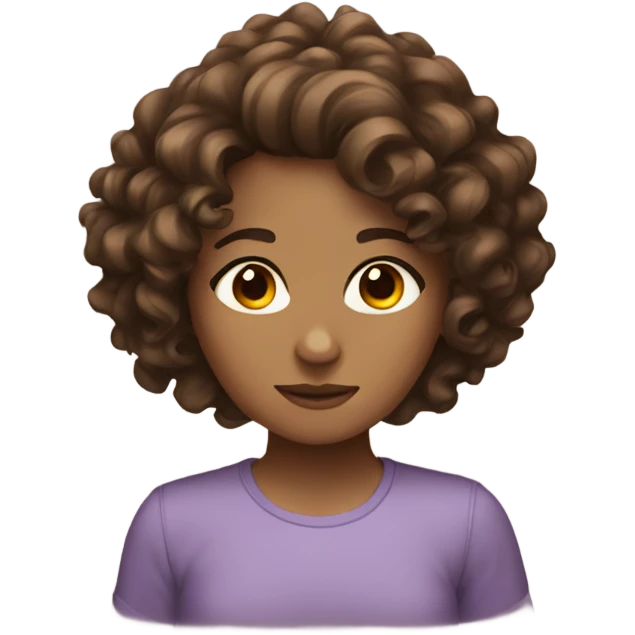 girl with brown curly hair and brown eyes emoji