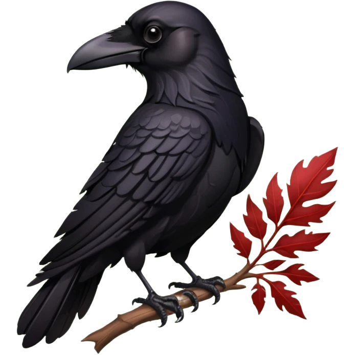 A raven holding a weirwood leaf emoji