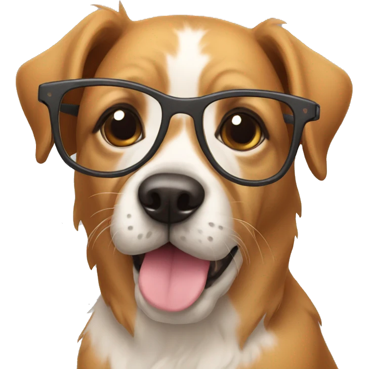 A dog with glasses emoji