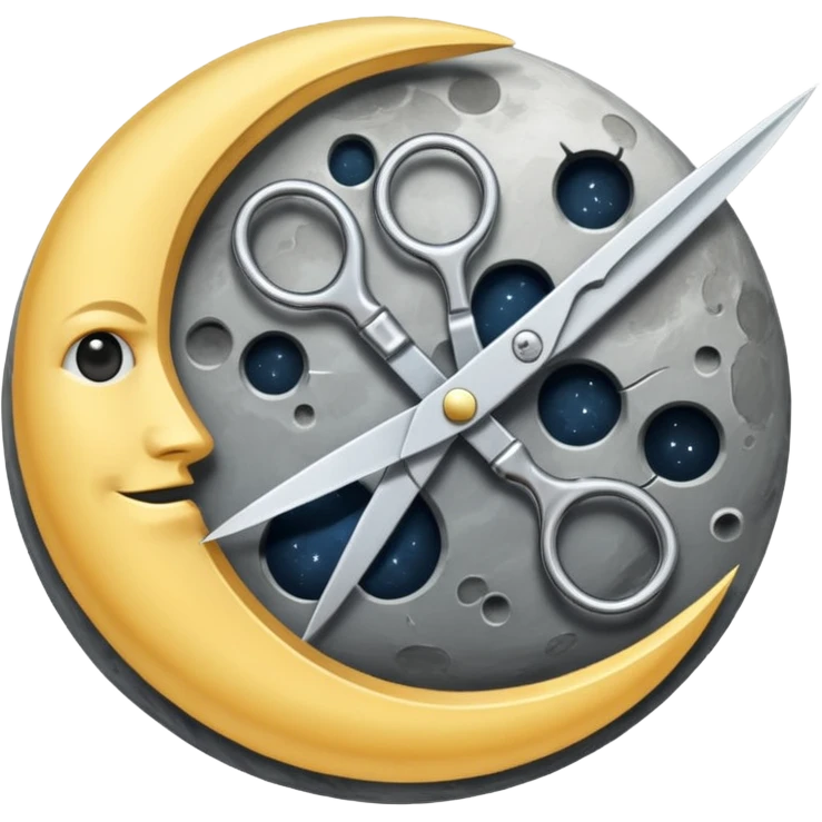 Scissors cutting moon emoji