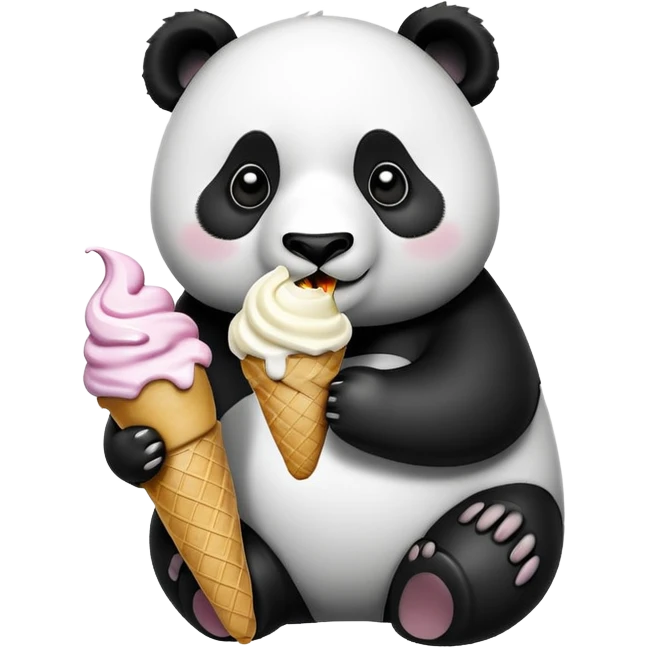 Panda eating ice cream emoji