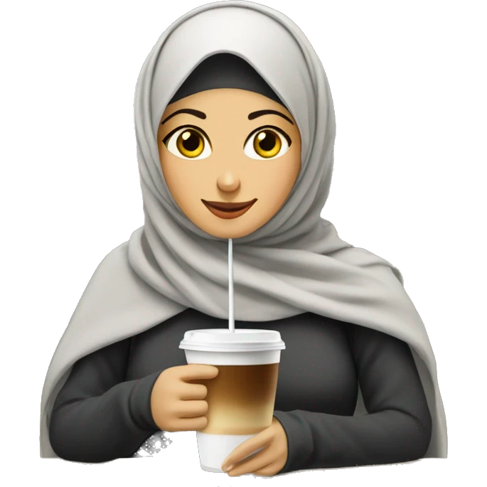 Hijab wıman drink caffe emoji