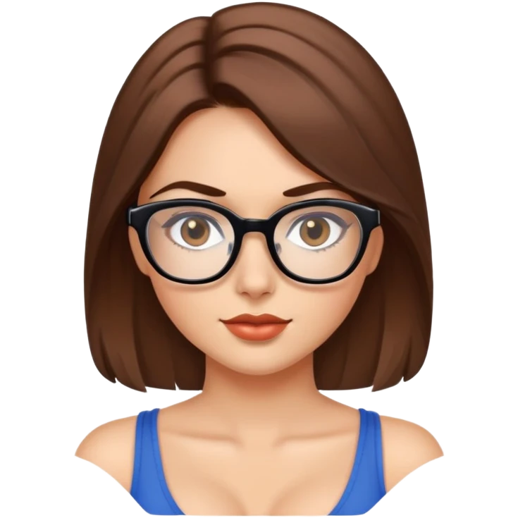 Sexy girl with big boobs with glasses abd Medium brown hair emoji