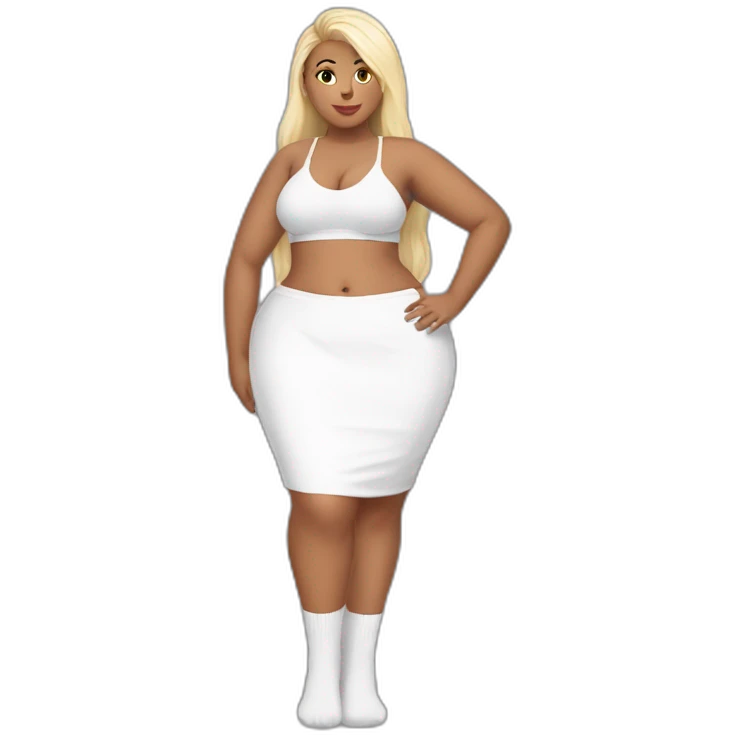 full body curvy-beauty-long-white-socks skirt bikini both sides emoji