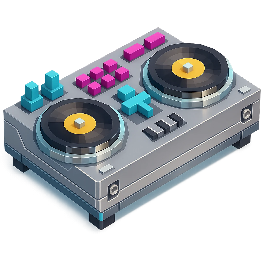 DJ turntables with a futuristic look and metallic accents emoji