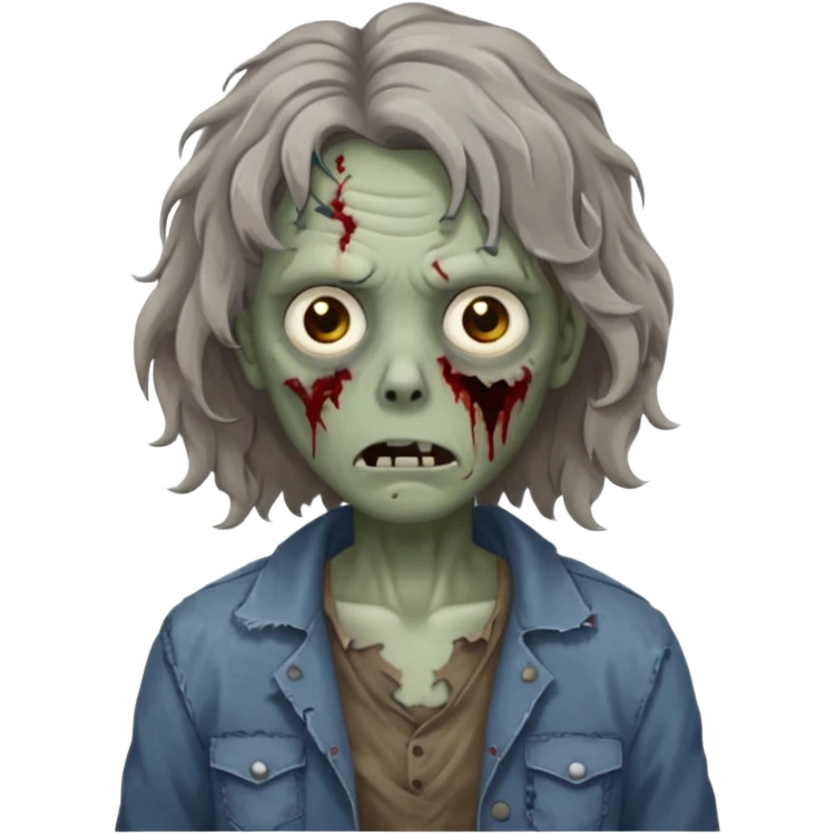 Zumbie de cabelo ondulado medio emoji