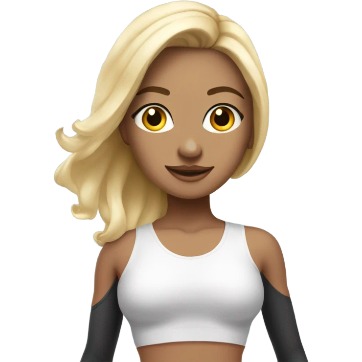 pretty contempary dancer wearing clean girl exersize gear with blonde h emoji