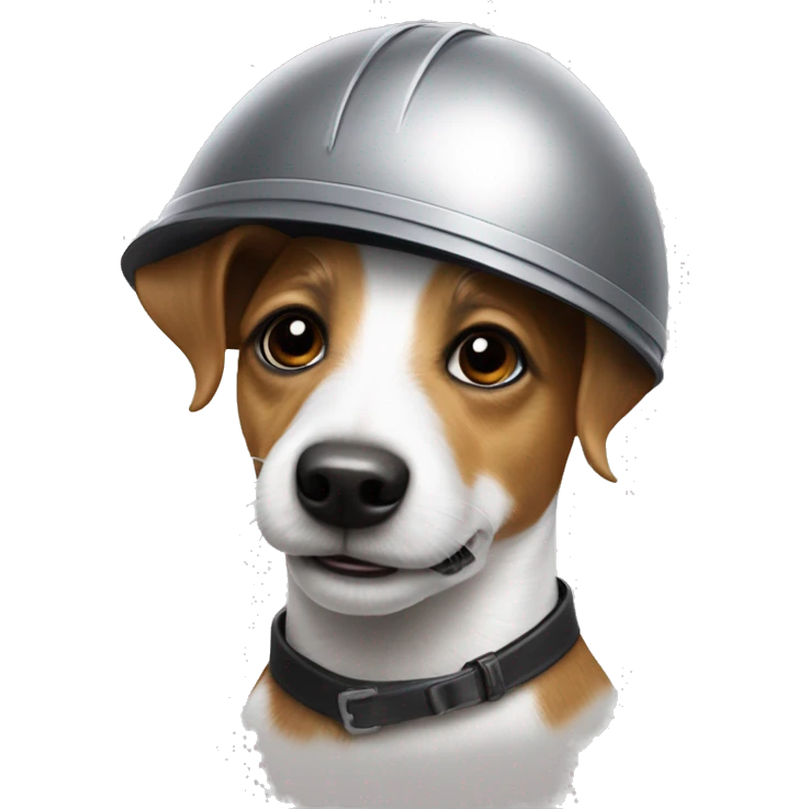 a jack russel with a pasque on his head making a helmet of himself emoji