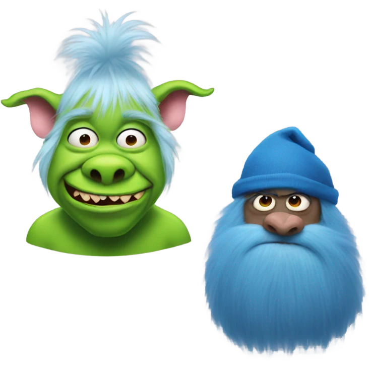 Pig man and blue grinch  emoji