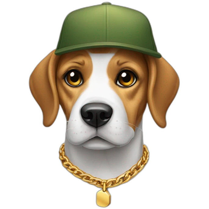 beagle dog with a cap and a gold chain emoji