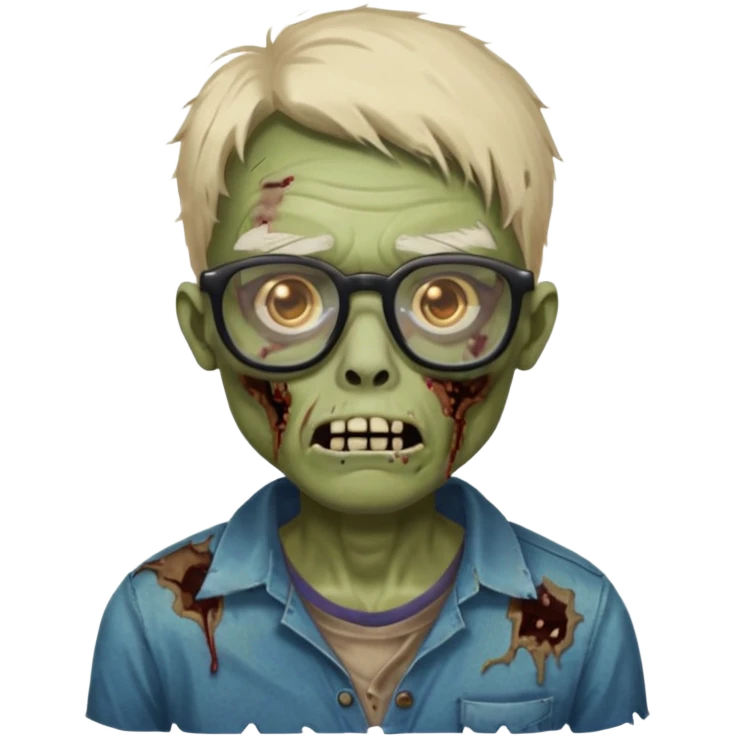 Zombie with big glasses more visible glasses, some difference between zombie and glasses, half body emoji
