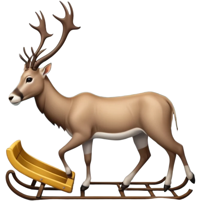 Eland met slede in dennenbos  emoji
