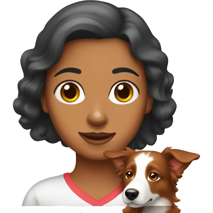 Woman with her red tri border collie  emoji