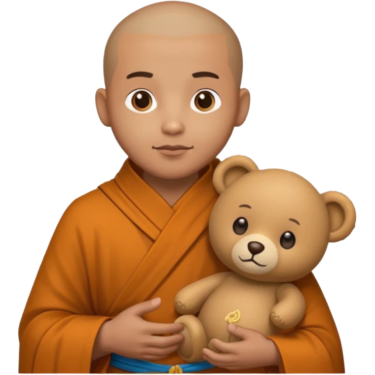 Monk with teddy bear toy  emoji