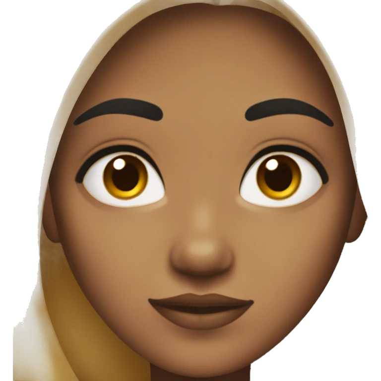 Girl with  black wavy hair and thick and thin eyebrows with light brown eyes  emoji