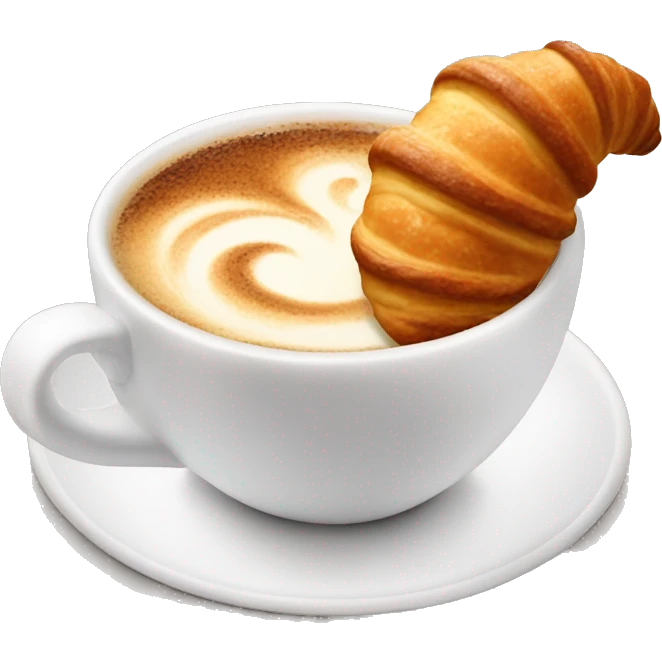 Cup of cappuccino with croissant emoji