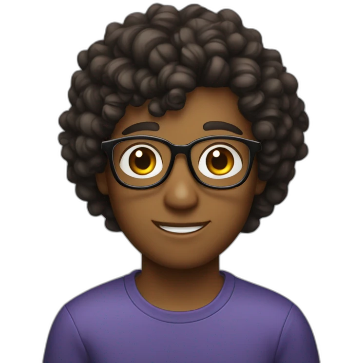 young guy with curly foffy hair with glasses emoji