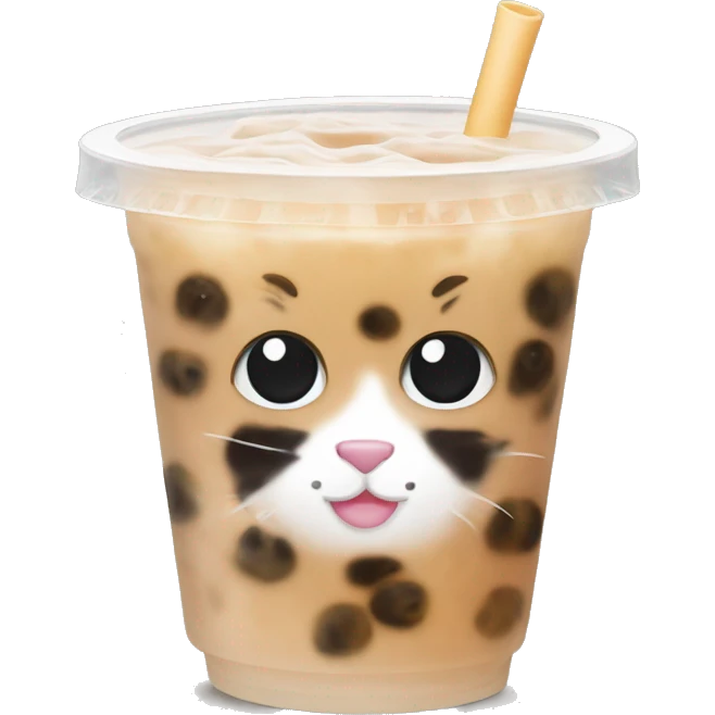 bubble tea with cat face emoji