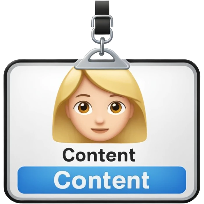 name tag with the name ‘Content’ on it  emoji