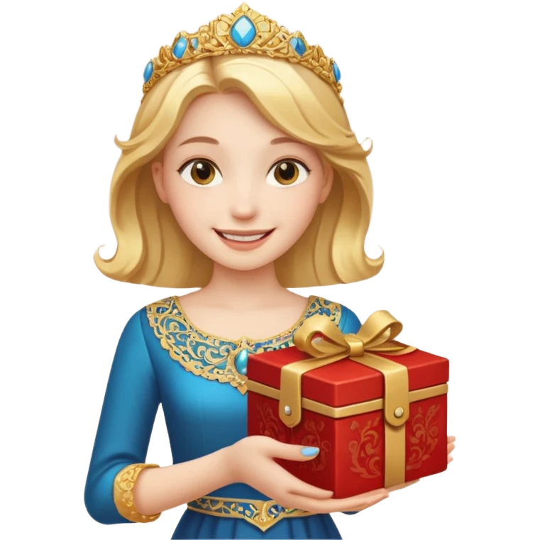 A smiling girl holding a beautiful box in her hand emoji