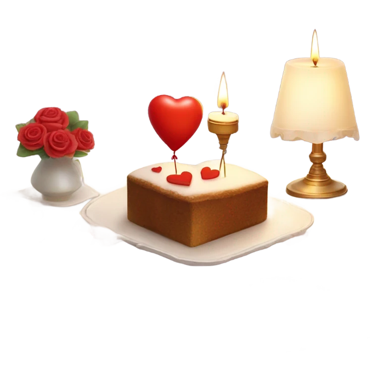 pink romantic party setting for two people and heart balloon  table with white cloth and candle with bows on the table and white Korean cake emoji