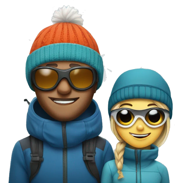 Ski bum Couple with ski goggles and beanie  emoji