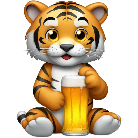 Tiger drinking beer emoji
