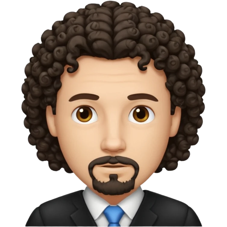 Create a white man with curly dark hair and Goatee lawer emoji