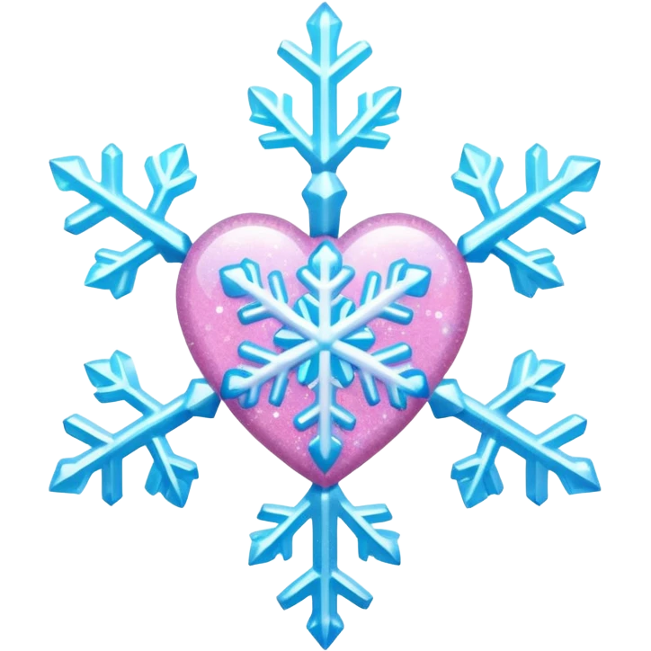 snowflake pink heart color white baby blue and baby pink glitter glow basic realist emoji
