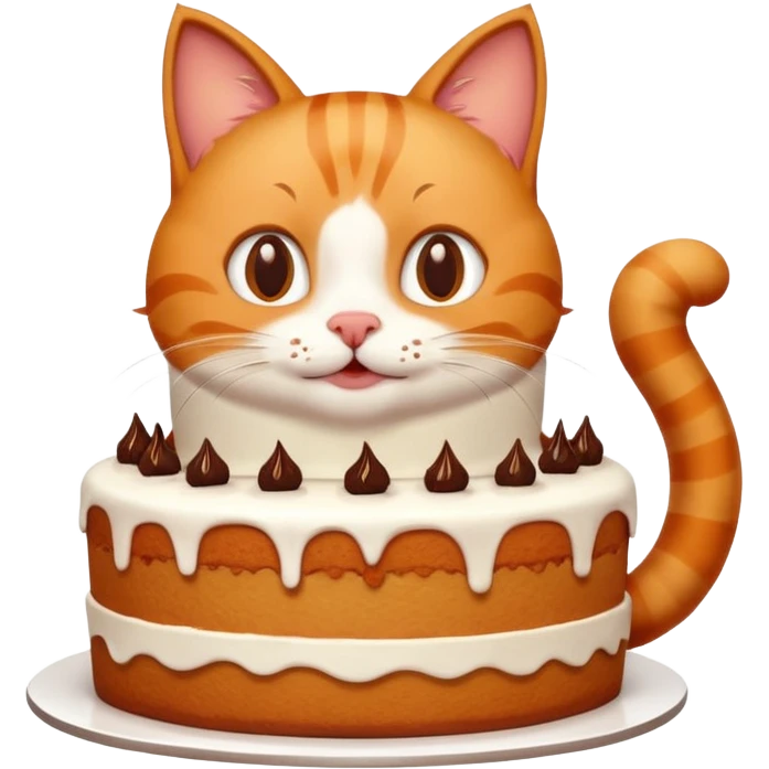 Happy cat eats big cate emoji