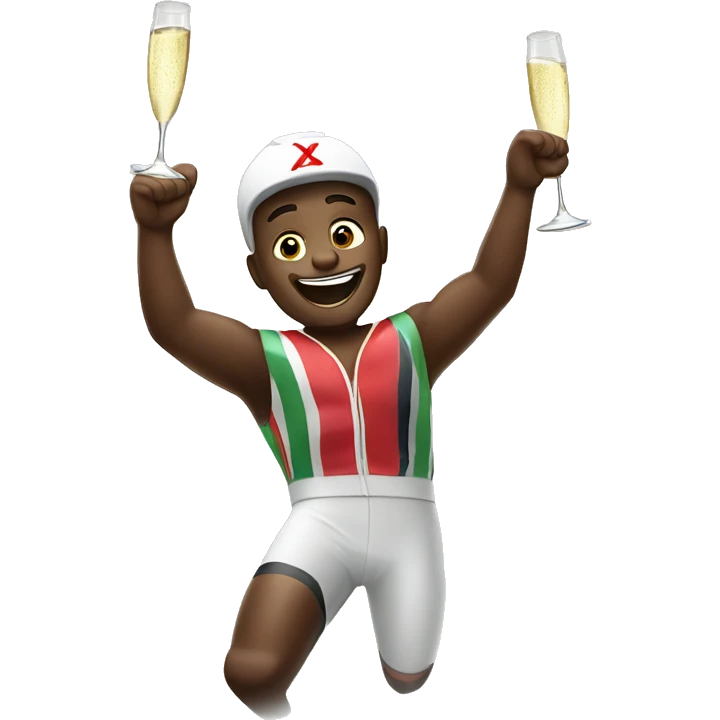 kola winning race with champagne emoji