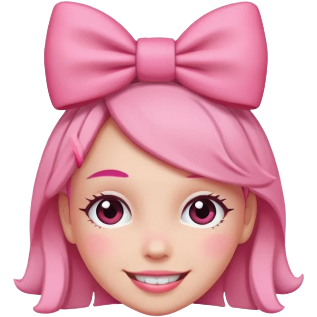 Blushing emoji with bow on head emoji