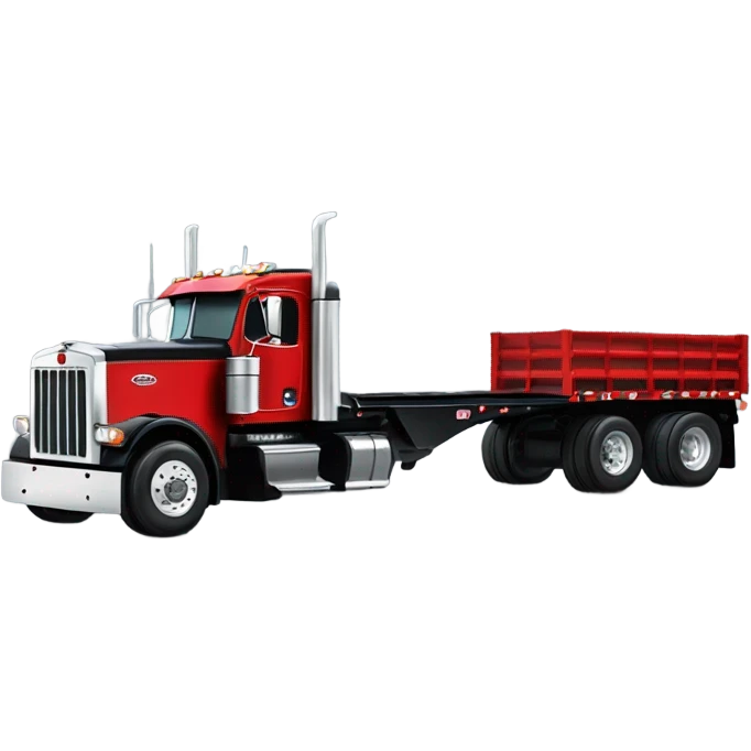 Peterbilt 379 black with red frame with flat top and slash cut exhaust stacks and dual rear tires and flat bumper emoji