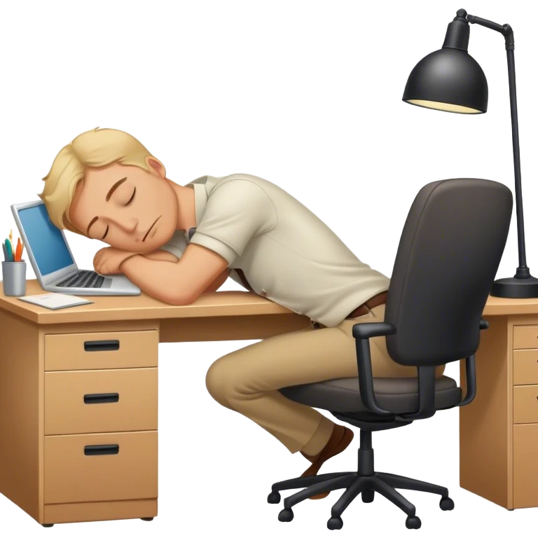 White Man Sleeping at office desk job emoji