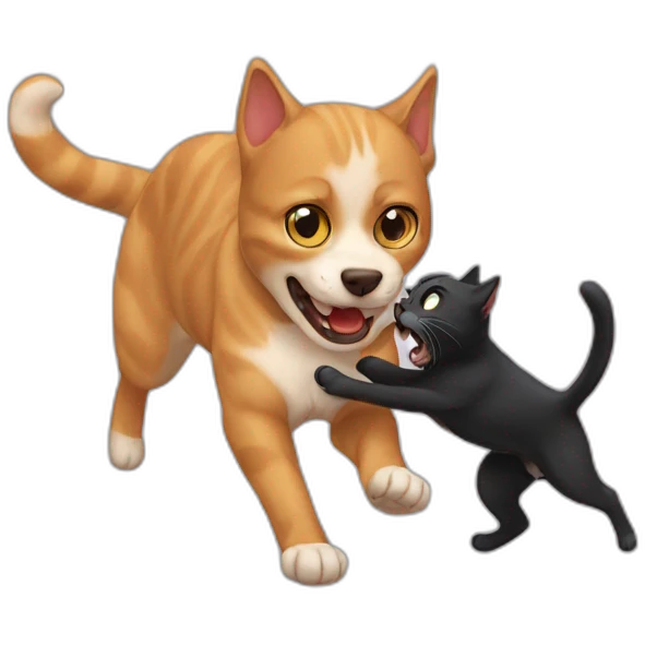 cat attacking dog emoji
