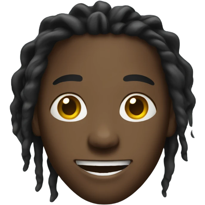 Black guy with dreadlocks and light smile emoji