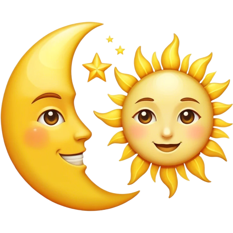 a really bright sun and a moon who shines because of it. the sun is bigger and the moon bright too emoji
