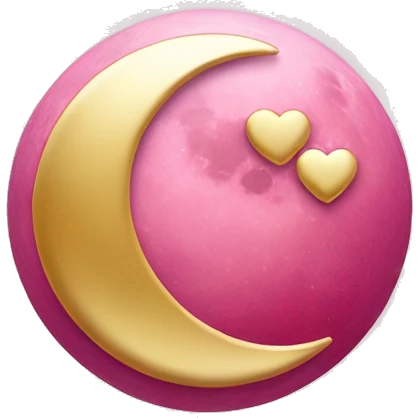 pink moon with gold heart  emoji