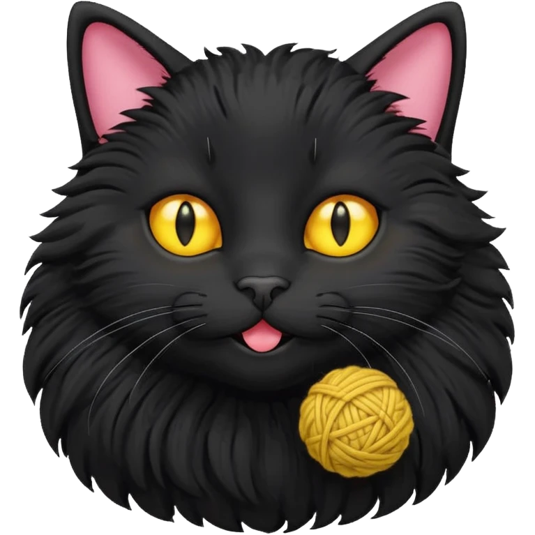 happy black cat playing with small ball of wool emoji