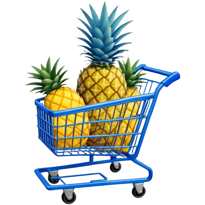 pineapples in a blue Shopping cart  emoji