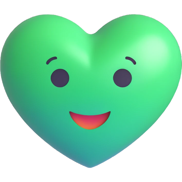 green heart, with a subtle shine, emoji style emoji