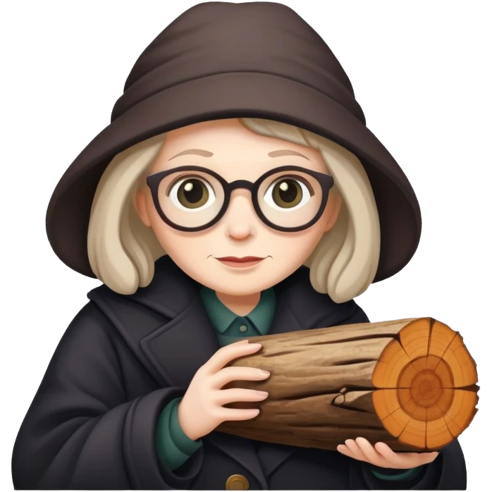 The Log Lady from twin peaks serie with her log in her arms emoji