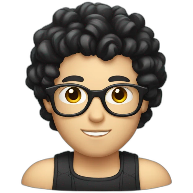 a white Boy with black hair and curlers, and with glasses on emoji