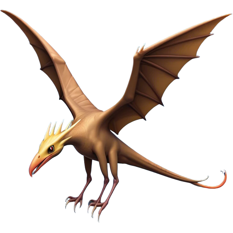 Cinematic Noble Pterodactyl Portrait Emoji, Poised and soaring, with a slender, aerodynamic body, expansive leathery wings outstretched, a long pointed beak, and keen, piercing eyes that exude aerial grace, Simplified yet sharply defined features, highly detailed, glowing with a soft, ethereal radiance, high shine, intelligent and commanding, stylized with an air of prehistoric flight mastery, focused and graceful, soft glowing outline, capturing the essence of a watchful and confident Pterodactyl that appears ready to glide out of the screen with effortless majesty! emoji