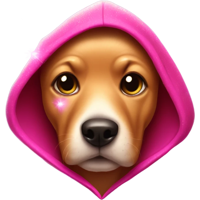 Hot pink Dog wearing hoodie with sparkles  emoji