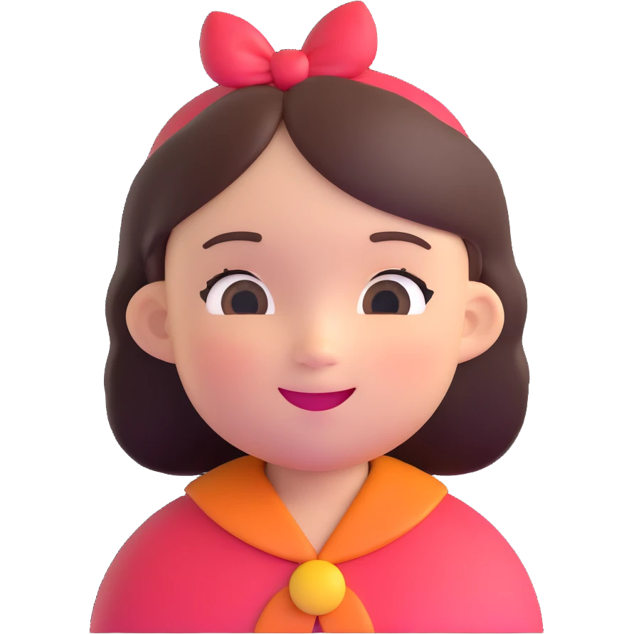 adorable girl character with round face, cheerful expression emoji