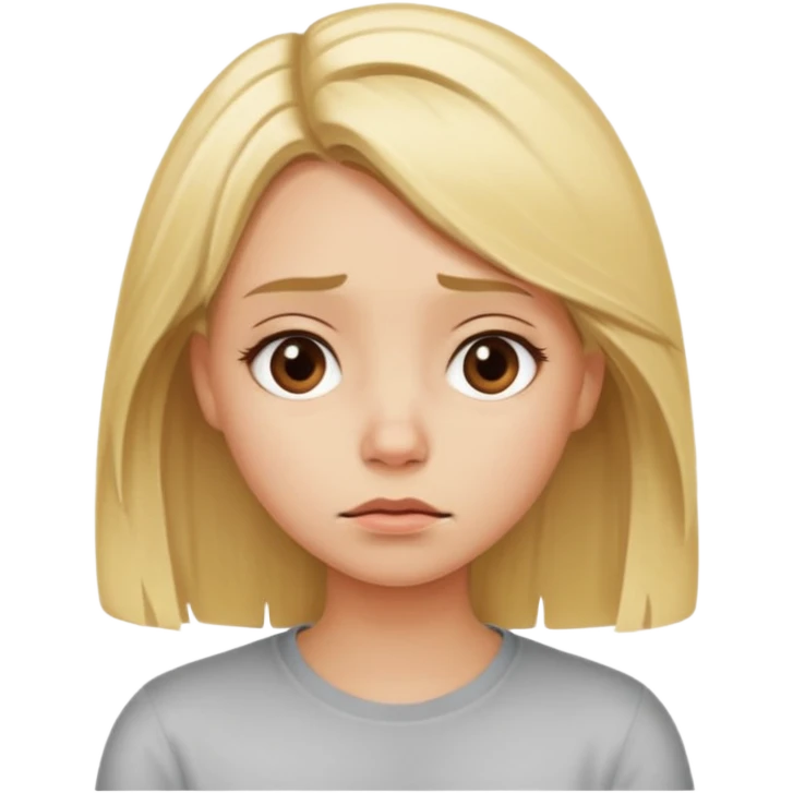 Blonde girl with midlenght haire, in a bof mood emoji