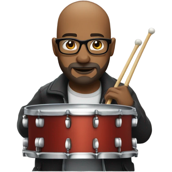 Bald Guy wearing glasses stubble white beardand playing drums emoji