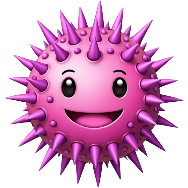 cartoon pink virus with spikes emoji